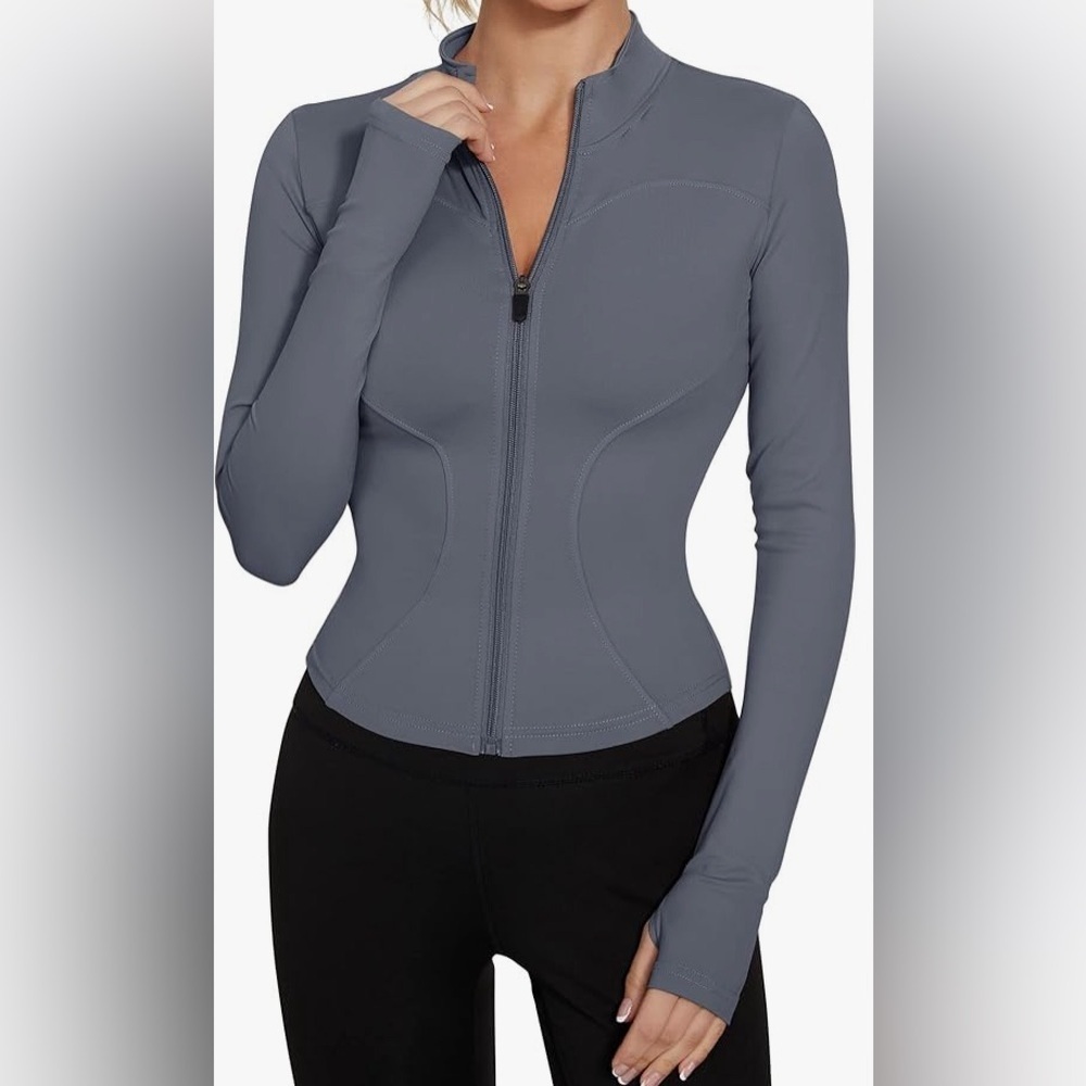 Women's Workout Jacket - NEW - Lightweight Zip Up Yoga Cropped Athletic Slim Fit
